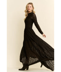 Black Lace Long Sleeve Maxi Dress