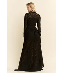 Black Lace Long Sleeve Maxi Dress