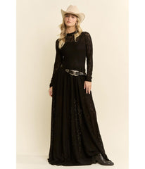 Black Lace Long Sleeve Maxi Dress