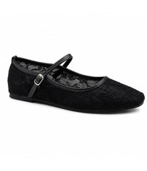 Black Lace Mary Jane Ballet Flats