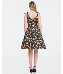 Black Meowgical Galaxy Swing Dress