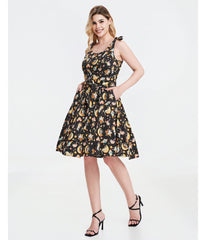 Black Meowgical Galaxy Swing Dress