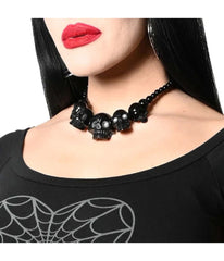 Black Multi Skull Beaded Necklace