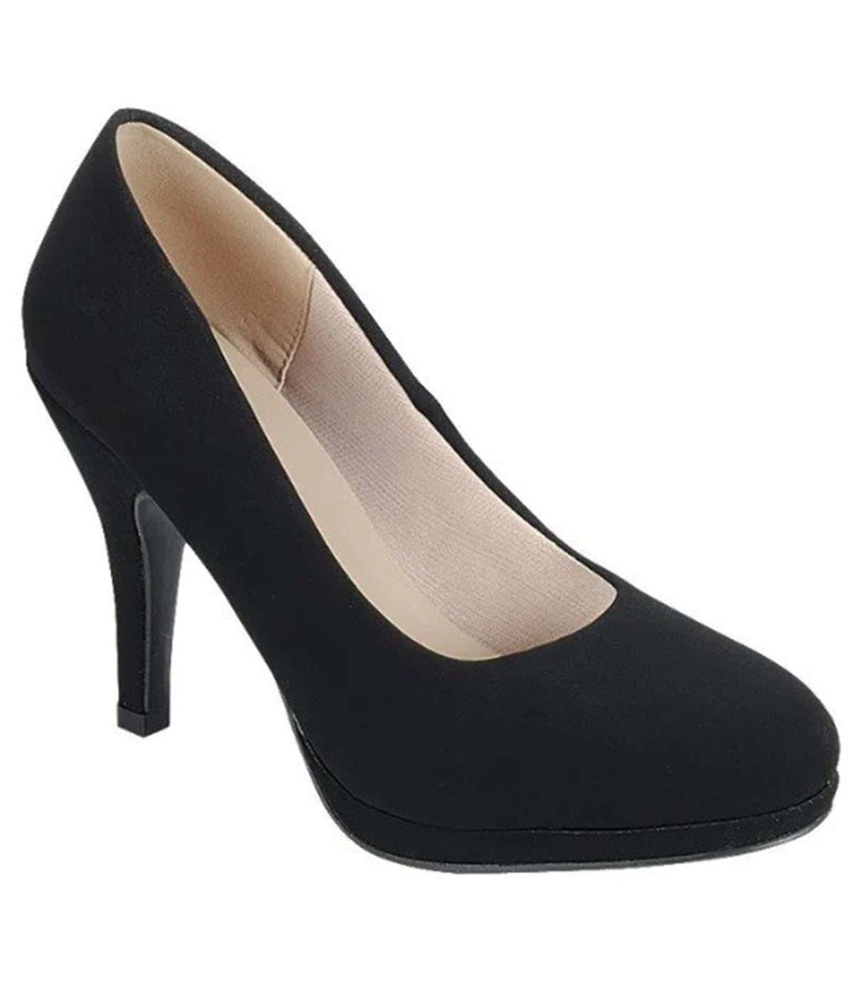 Black Nubuck Round Toe Heels