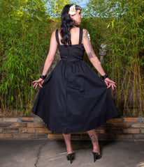 Black Ostrich Applique Swing Dress