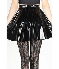 Black Patent Faux Leather Swing Skirt