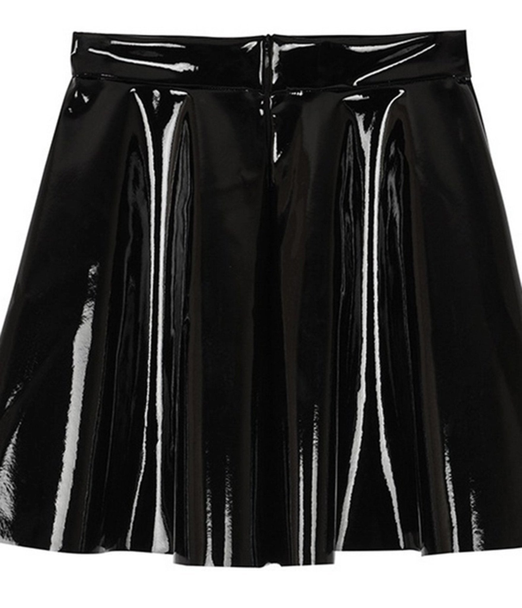 Black Patent Faux Leather Swing Skirt