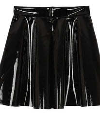 Black Patent Faux Leather Swing Skirt