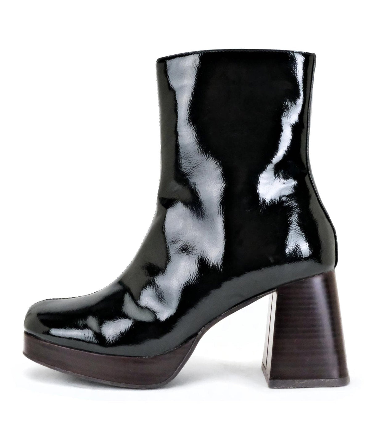 Black Patent Leatherette Ankle Booties