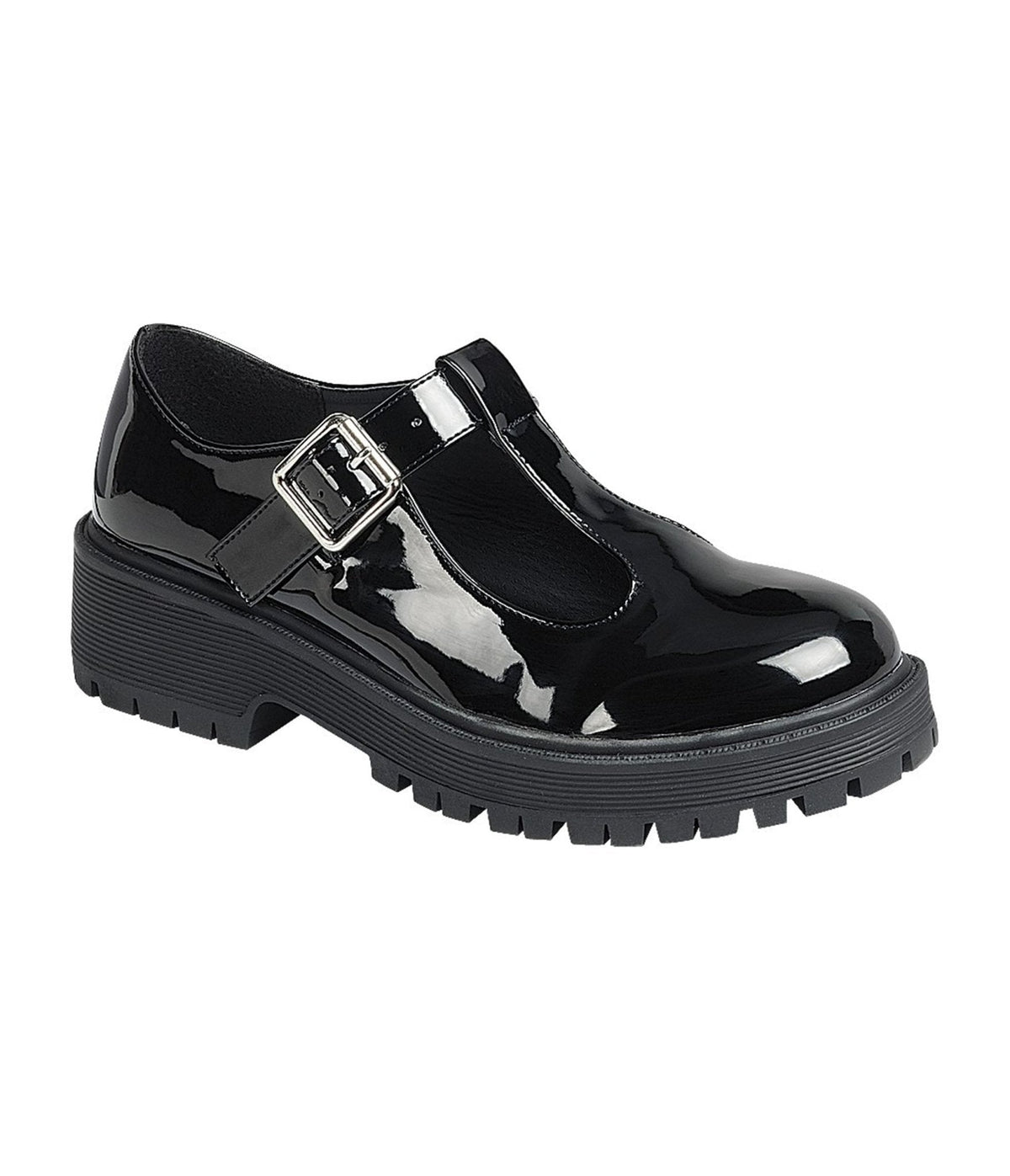 Black Patent Leatherette Chunky Mary Janes