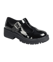 Black Patent Leatherette Chunky Mary Janes