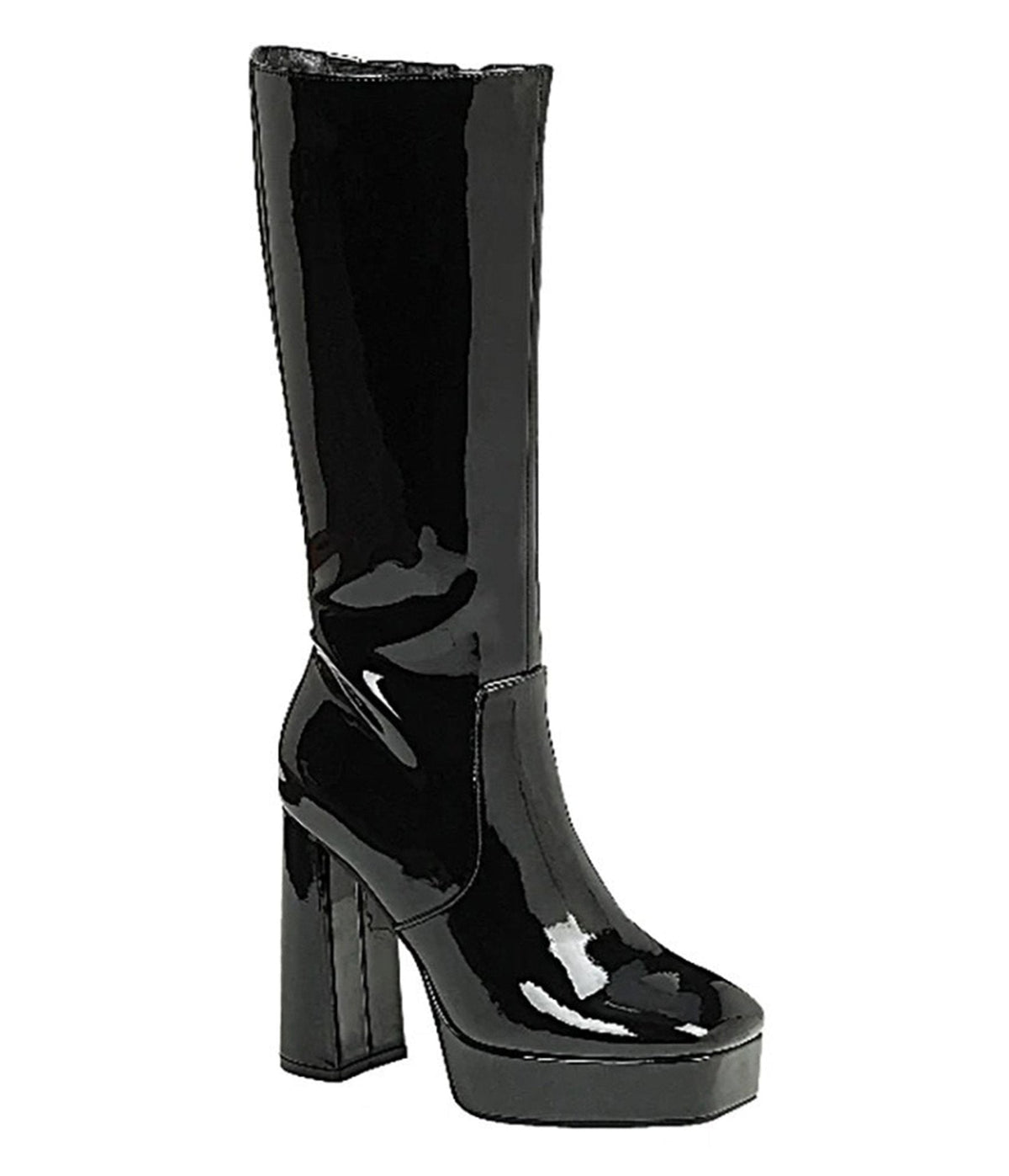 Black Patent Leatherette Platform Boots
