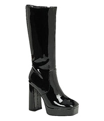 Black Patent Leatherette Platform Boots