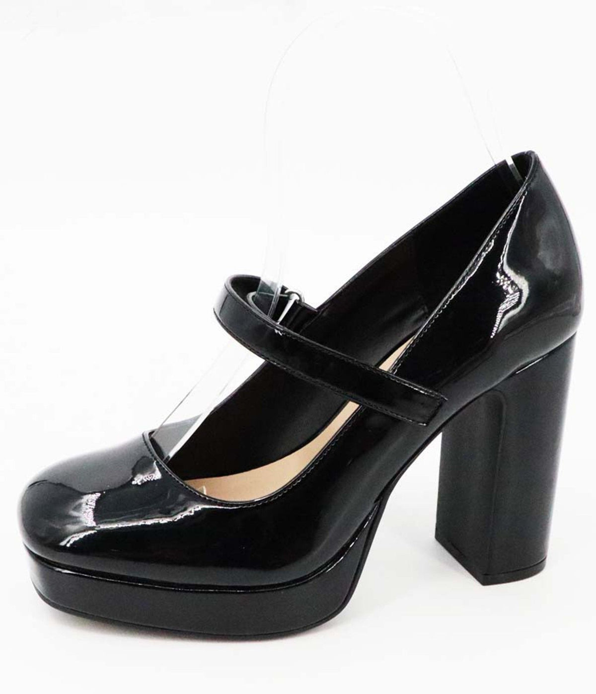 Black Patent Leatherette Platform Mary Jane Heels