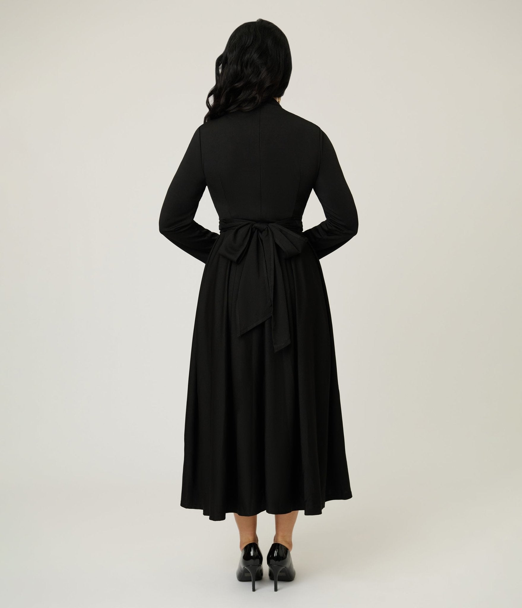 Black Pleated Swing Dress