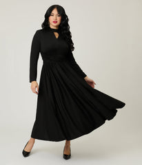 Black Pleated Swing Dress