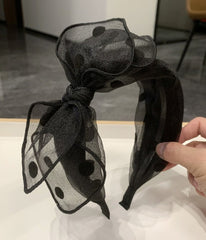 Black Polka Dot Bow Headband