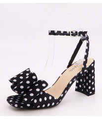 Black Polka Dot Bow Heels