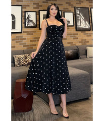 Black Polka Dot Midi Dress