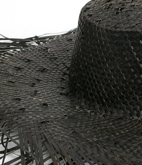 Black Raffia Frayed Edge Hat