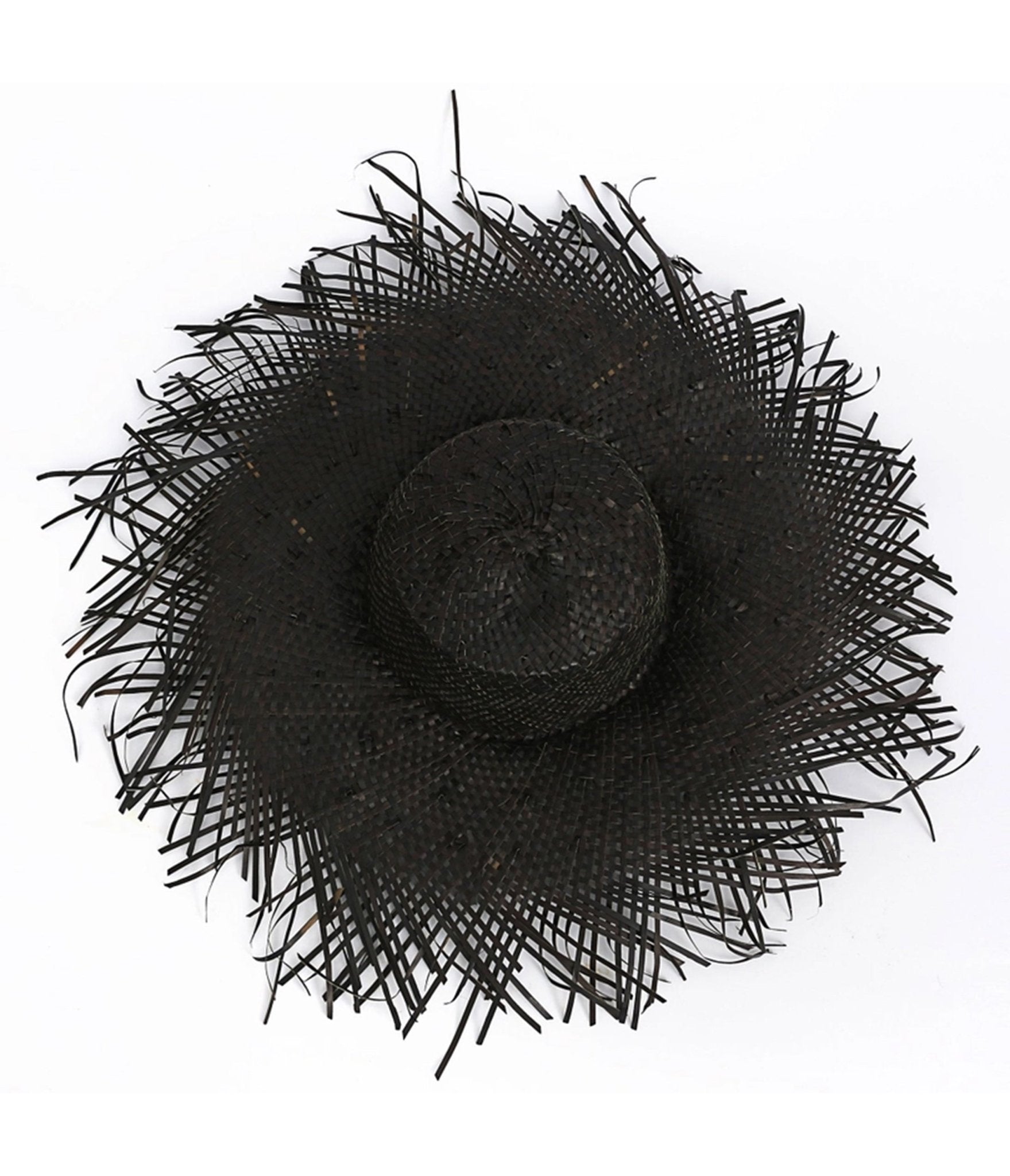 Black Raffia Frayed Edge Hat