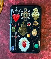 Black Sacred Heart Print Pocket Lighter