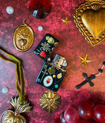 Black Sacred Heart Print Pocket Lighter