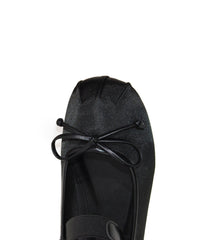 Black Satin Mary Jane Flats