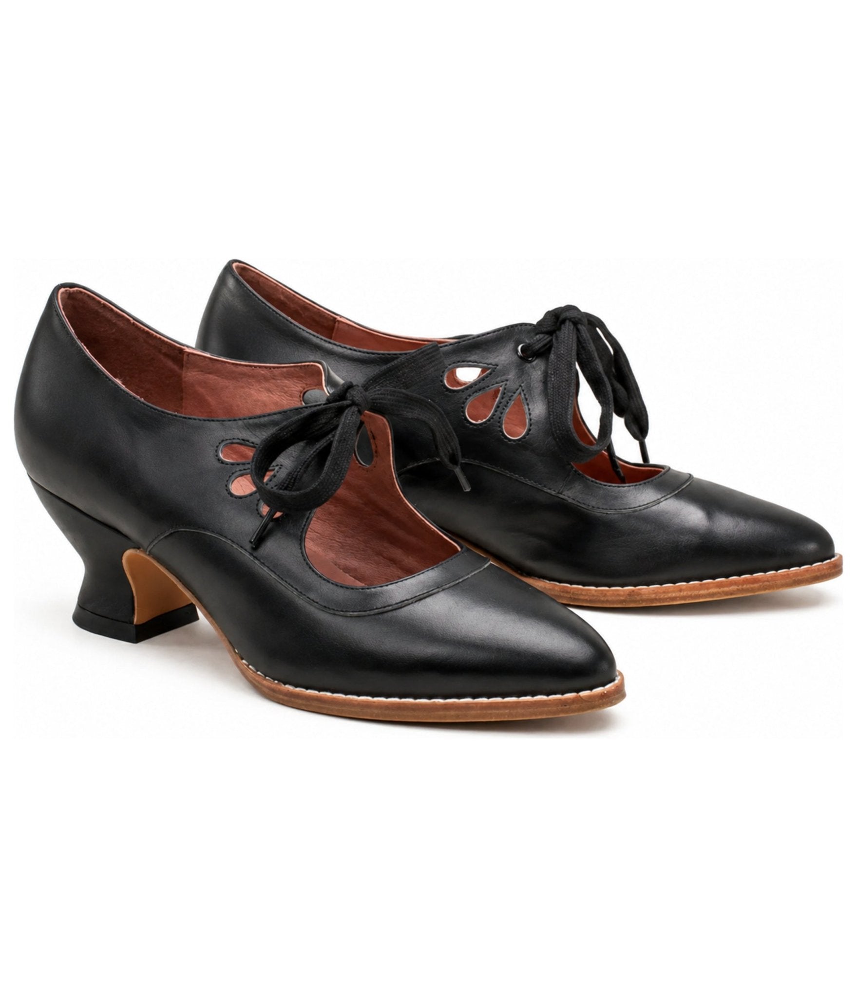 Black Self Tie Mary Jane Heels