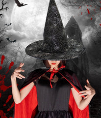 Black Spider Web Witch Hat