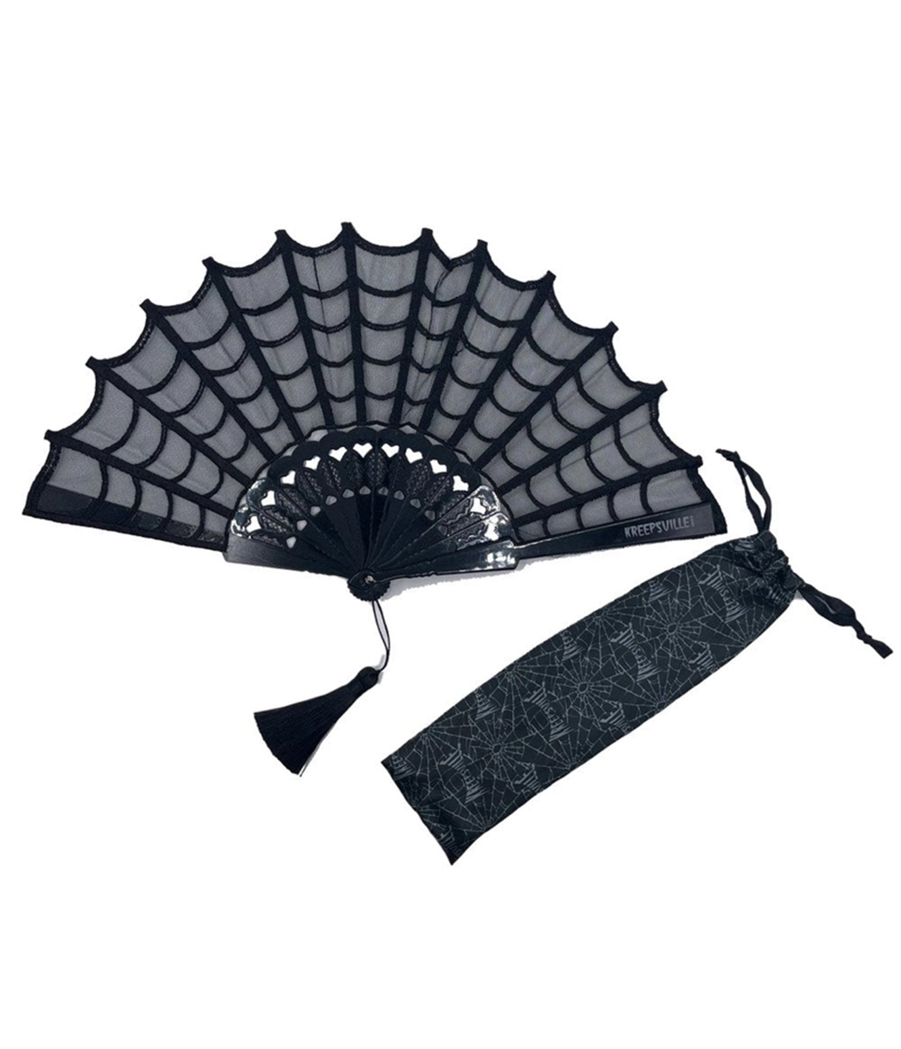 Black Spiderweb Hand Fan