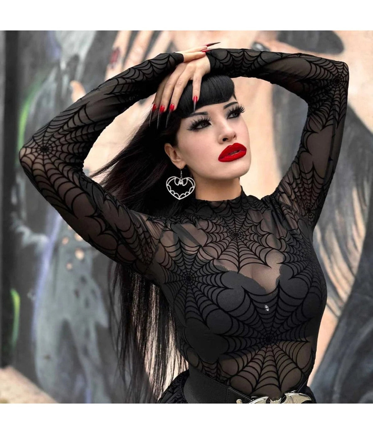 Black Spiderweb Mesh Top