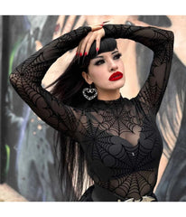 Black Spiderweb Mesh Top