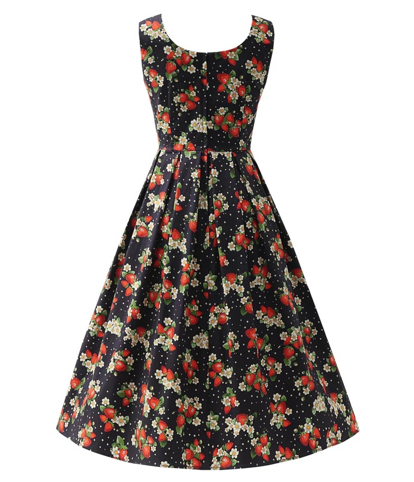 Black Strawberry & Polka Dot Print Ophelia Swing Dress