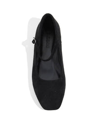 Black Suede Mary Jane Flat