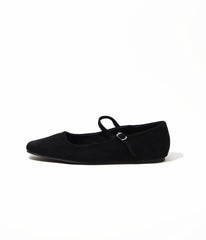 Black Suede Mary Jane Flat