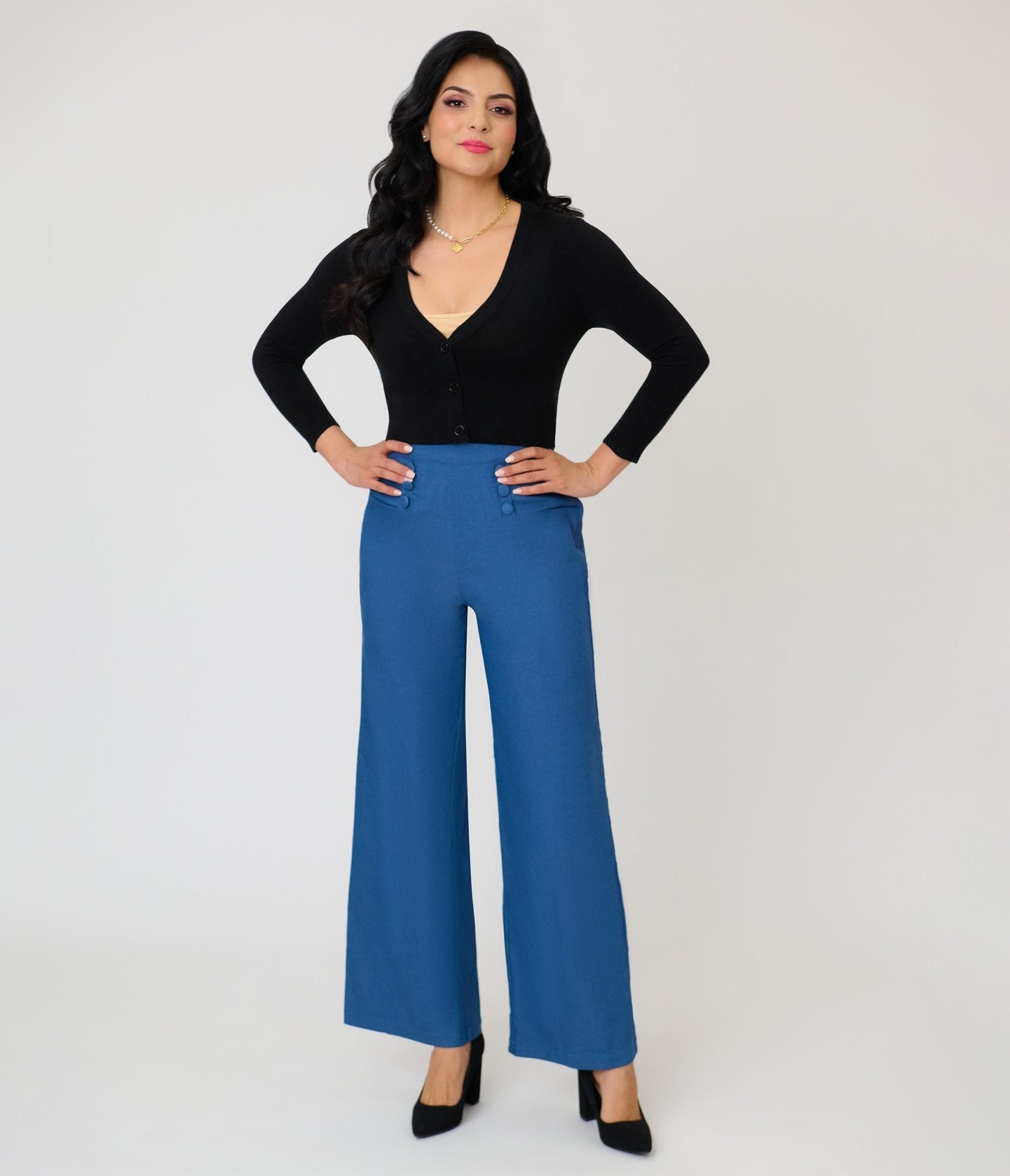 Black Three Quarter Sleeve Crop Cardigan