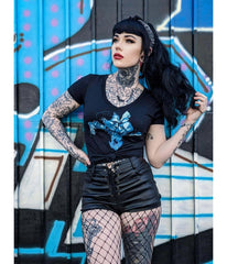 Black Undying Love Graphic Cotton V-Neck Tee