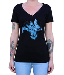 Black Undying Love Graphic Cotton V-Neck Tee