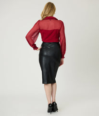 Black Vegan Leather Ada Pencil Skirt