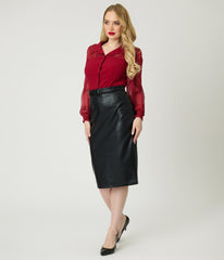 Black Vegan Leather Ada Pencil Skirt
