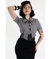 Bonsai Kitten Black & White Cotton Bow Blouse