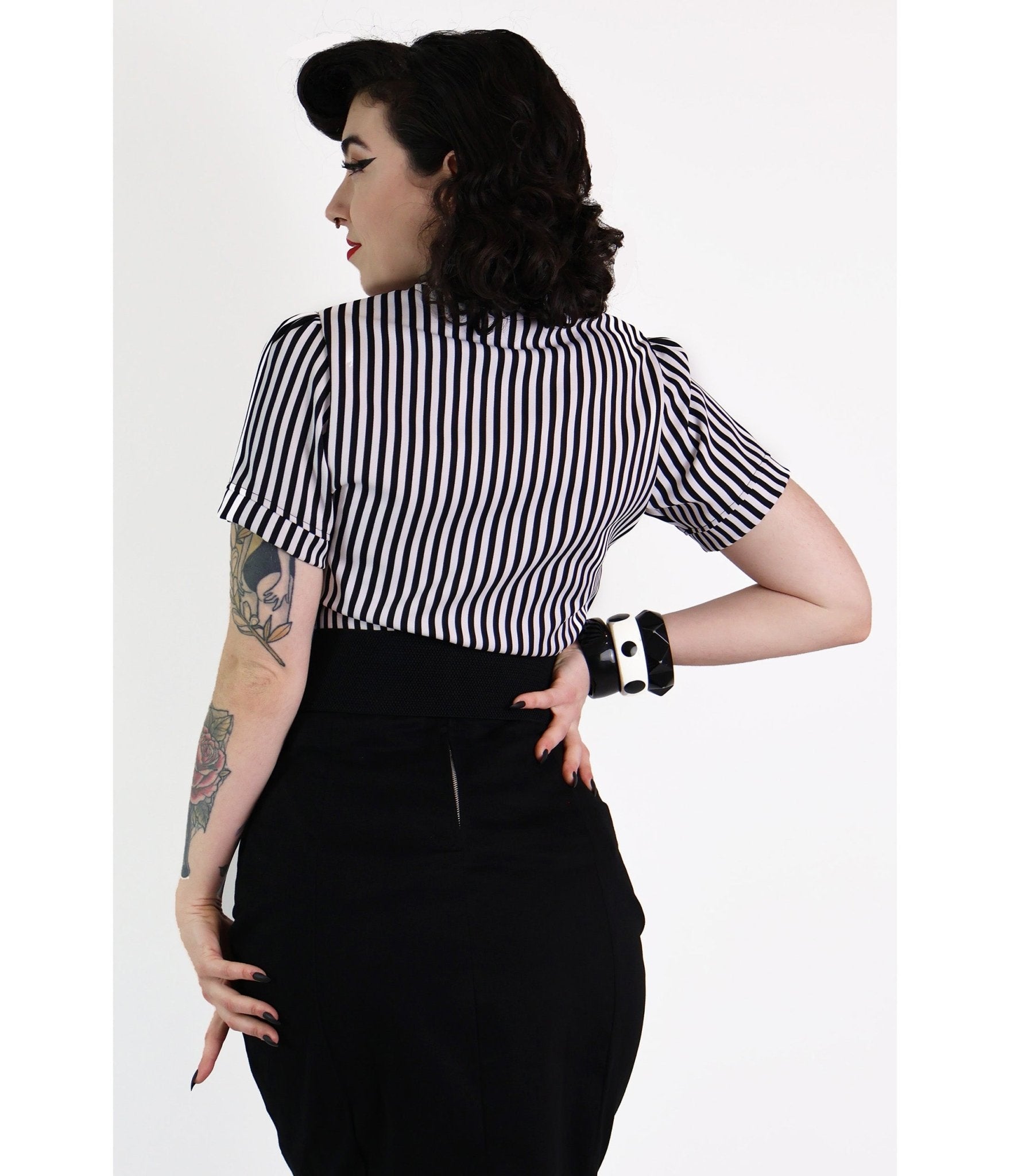 Bonsai Kitten Black & White Cotton Bow Blouse
