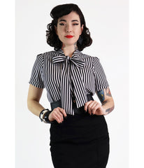 Bonsai Kitten Black & White Cotton Bow Blouse