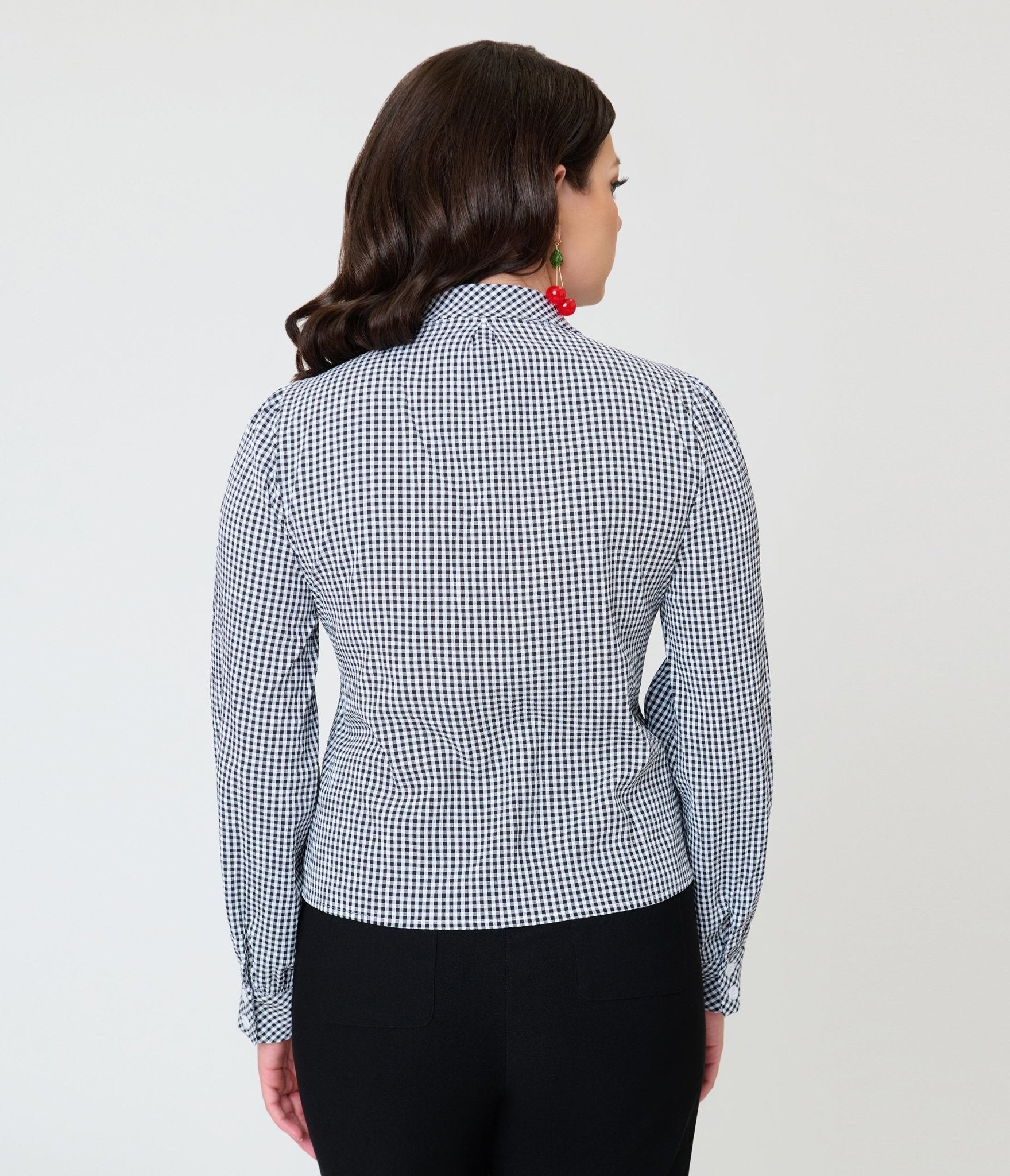 Black & White Gingham 1940s Collared Blouse