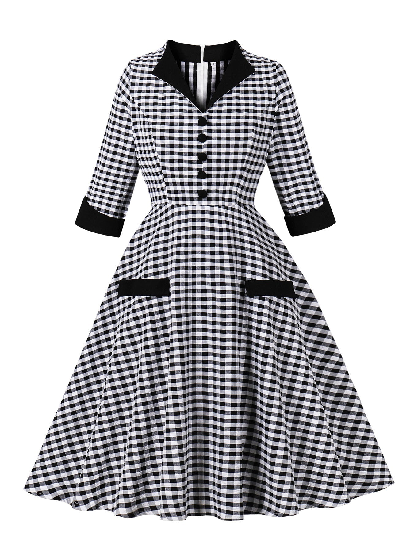 Black & White Gingham Swing Dress