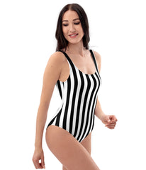 Black & White Stripe One-Piece Swimsuit