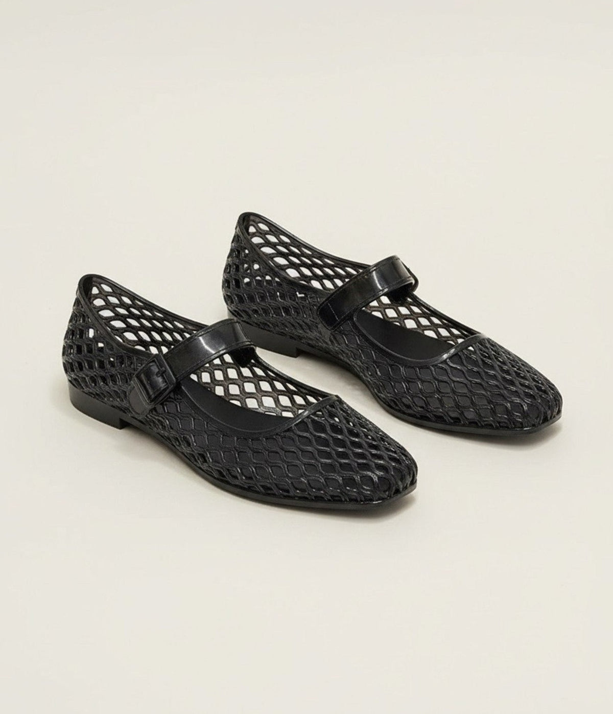 Black Woven Jelly Mary Jane Flats
