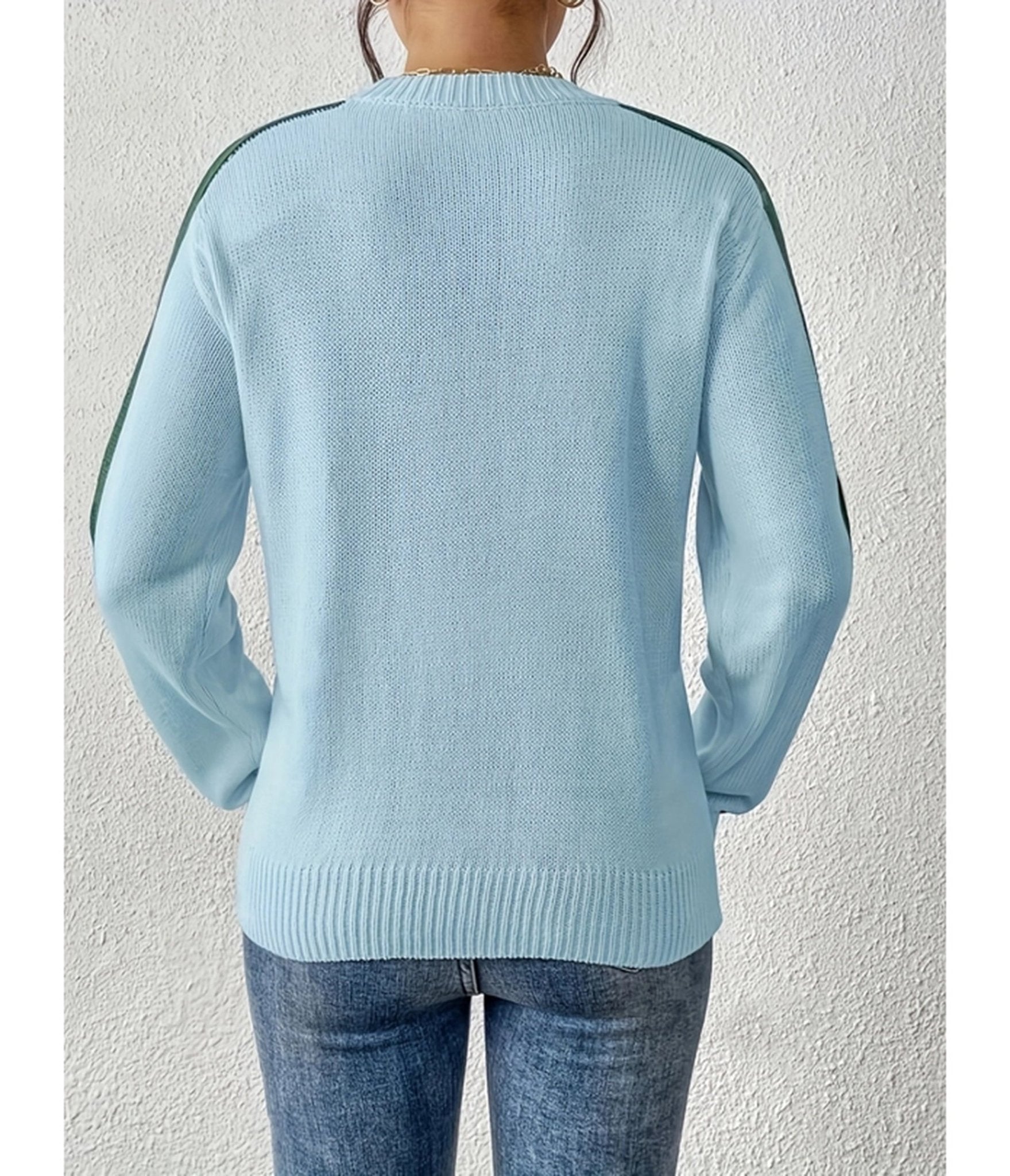 Blue Rainbow Sleeve Sweater