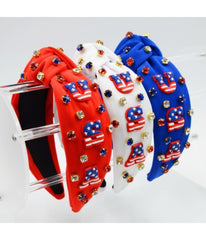 Blue USA Rhinestone Headband
